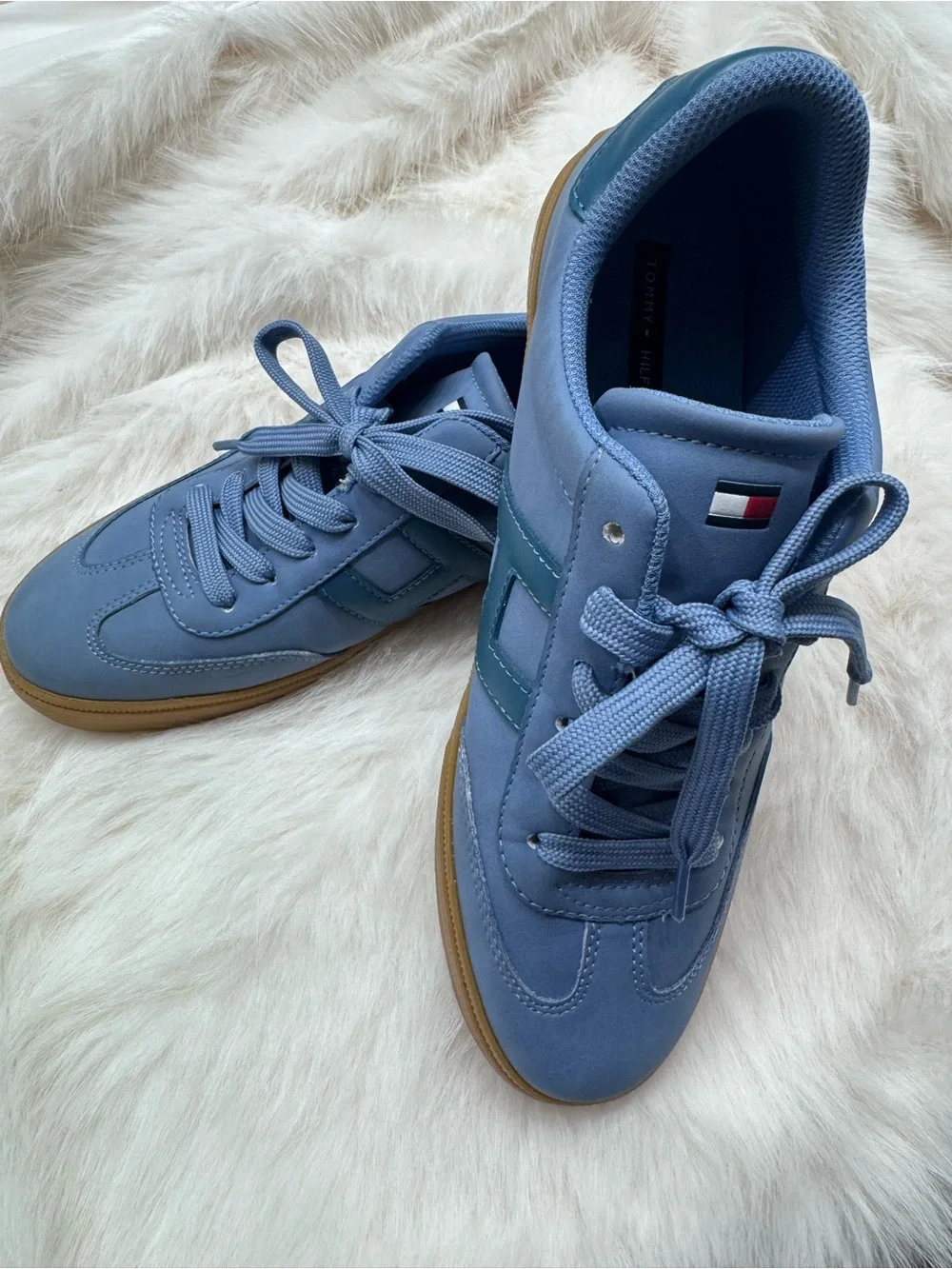 Tommy Hilfiger Sky Blue Lace-Up Sneakers with Gum Sole
